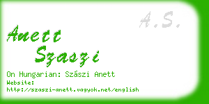 anett szaszi business card